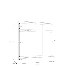 Skriňa Salk 200 cm, biela a dub sonoma, rozmery