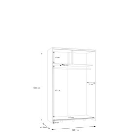 Skriňa Salk 120 cm, biela, rozmery