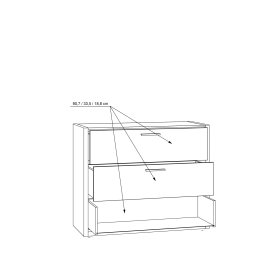 Komoda Fred, biela a dubová, rozmery