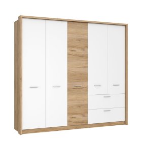 Šatník Fred, biely a dubový