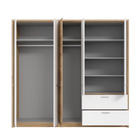 Šatník Fred, biely a dubový, otvorený