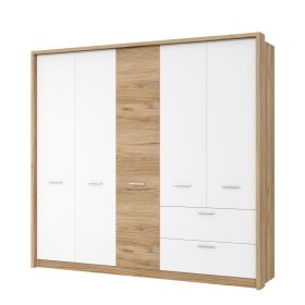 Šatník Fred, biely a dubový