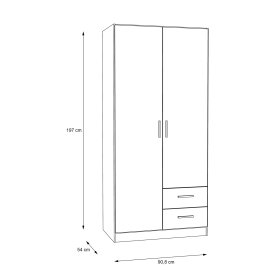 Šatníková skriňa Jokas dub sonoma, rozmery