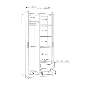 Šatníková skriňa Jokas dub sonoma, rozmery