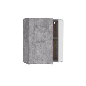 Uzavretá závesná polica Pars, sivá a biela, otvorená