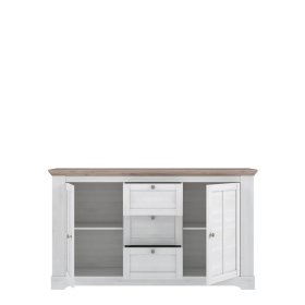 Komoda Ilsa biela a bielený dub, otvorená