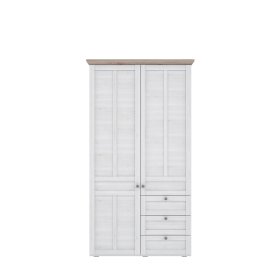 Šatníková skriňa Ilsa so zásuvkami, biely a bielený dub