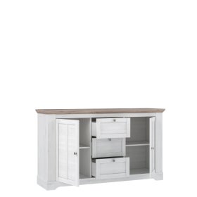 Komoda Ilsa biela a bielený dub, otvorená