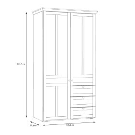 Šatníková skriňa Ilsa so zásuvkami, biely a bielený dub, rozmery
