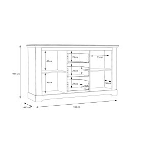 Komoda Ilsa biela a bielený dub, rozmery