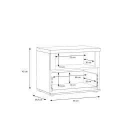 Nočný stolík Ilsa biely a bielený dub, rozmery