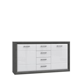 Komoda Leva veľká, biela a sivá 168 cm