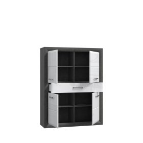 Komoda Leva 103x133 cm, biela a sivá, otvorená