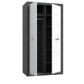 Šatníková skriňa Leva vysoká, biela a sivá, otvorená