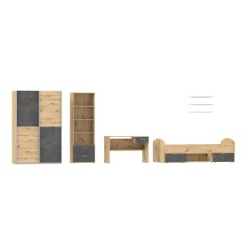 Zostava do detskej izby Luvo, sivá a dubová