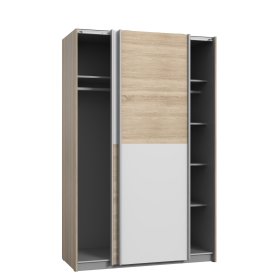 Šatníková skriňa Luvo, dub sonoma a biela, otovrená