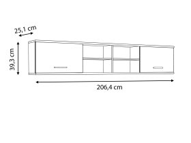 Polica Luvo, sivá a biela, rozmery
