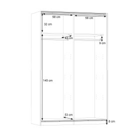 Šatníková skriňa Luvo, sivá a biela, rozmery
