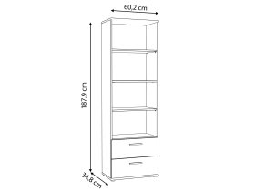 Knižnica Luvo, sivá a biela, rozmery