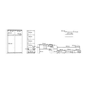 Zostava do detskej izby Luvo, sivá a dubová, otvorená, rozmery