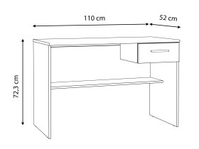 Písací stôl Luvo, sivý a biely, rozmery