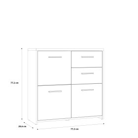 Komoda Kvad 77x78 cm, biela a dub sonoma, rozmery