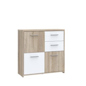 Komoda Kvad 77x78 cm, biela a dub sonoma