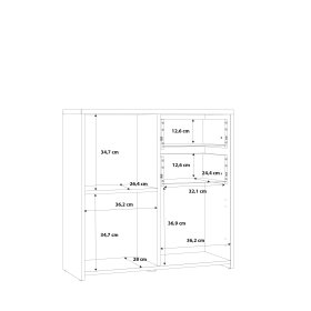 Komoda Kvad 77x78 cm, biela a dub sonoma, rozmery