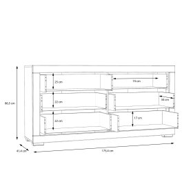 Komoda Snore 175x87 cm, biela, rozmery