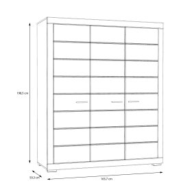 Šatníková skriňa Snore 166x199 cm, rozmery