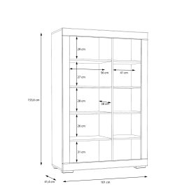Komoda Snore 101x154 cm, biela, rozmery