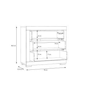 Komoda Snore 96x87 cm, biela, rozmery
