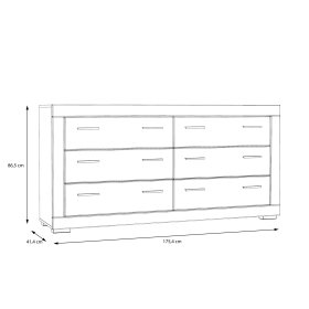 Komoda Snore 175x87 cm, biela, rozmery