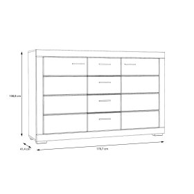 Komoda Snore 171x109 cm, biela, rozmery