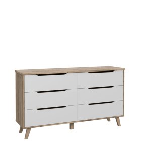 Komoda Vaur 155x86 cm, biela a dub sonoma