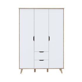Šatníková skriňa Vaur so zásuvkami 139x202 cm, biela a dub sonoma
