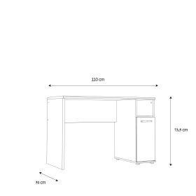 Písací stôl Nipo 110x74x51 cm, dub sonoma, rozmery