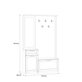 Predsieňový set Nipo 111x182x30 cm, dub artisan, rozmery