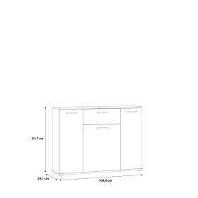 Komoda Nipo 110x82x30 cm, dub artisan, rozmery