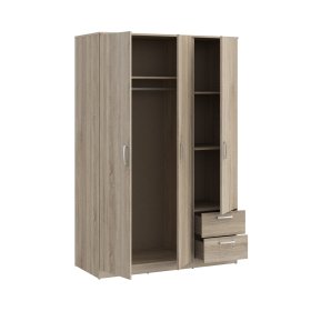 Šatníková skriňa Nipo so zásuvkami 122x185x53 cm, dub sonoma, otvorená