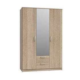 Šatníková skriňa Nipo so zásuvkami a zrkadlom 122x185x53 cm, dub sonoma