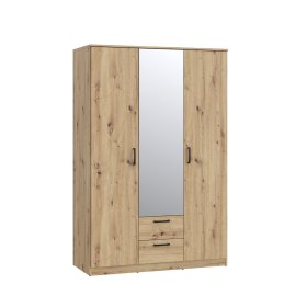 Šatníková skriňa Nipo so zásuvkami a zrkadlom 122x185x53 cm, dub artisan