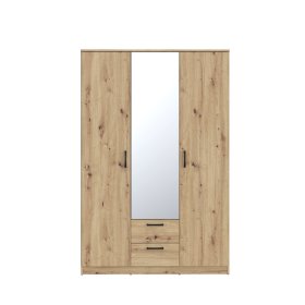 Šatníková skriňa Nipo so zásuvkami a zrkadlom 122x185x53 cm, dub artisan