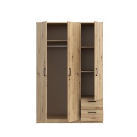Šatníková skriňa Nipo so zásuvkami 122x185x53 cm, dub artisan, otvorená