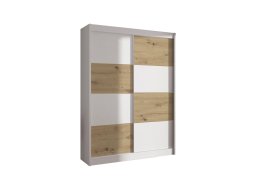 Šatníková skriňa Duna s posuvnými dverami 150x215x61 cm, biela a dub artisan