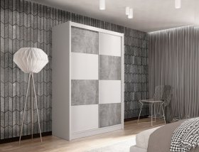Šatníková skriňa Duna s posuvnými dverami 150x215x61 cm, biela a šedá, interiér