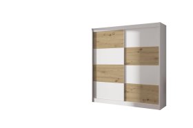 Šatníková skriňa Duna s posuvnými dverami 203x215x61 cm, biela a dub artisan