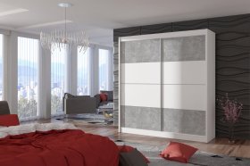 Šatníková skriňa Duna s posuvnými dverami 203x215x61 cm, biela a šedá, interiér