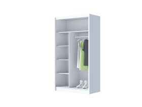 Šatníková skriňa Mulet s posuvnými dverami 120x215x61 cm, biela, otvorená