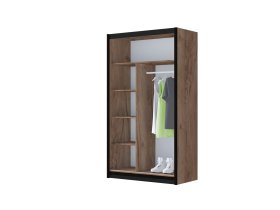 Šatníková skriňa Mulet s posuvnými dverami 120x215x61 cm, čierna, otvorená